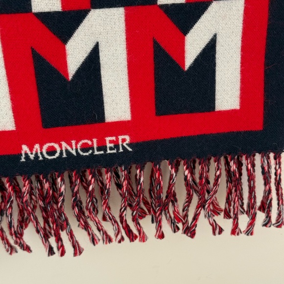 Moncler Red and Dark Blue Geometric Scarf - Picture 9 of 11